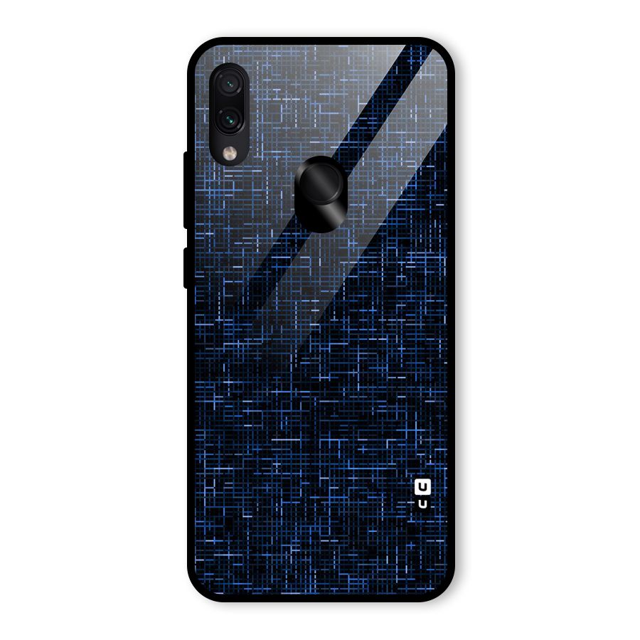 Criss Cross Blue Pattern Glass Back Case for Redmi Note 7 Pro