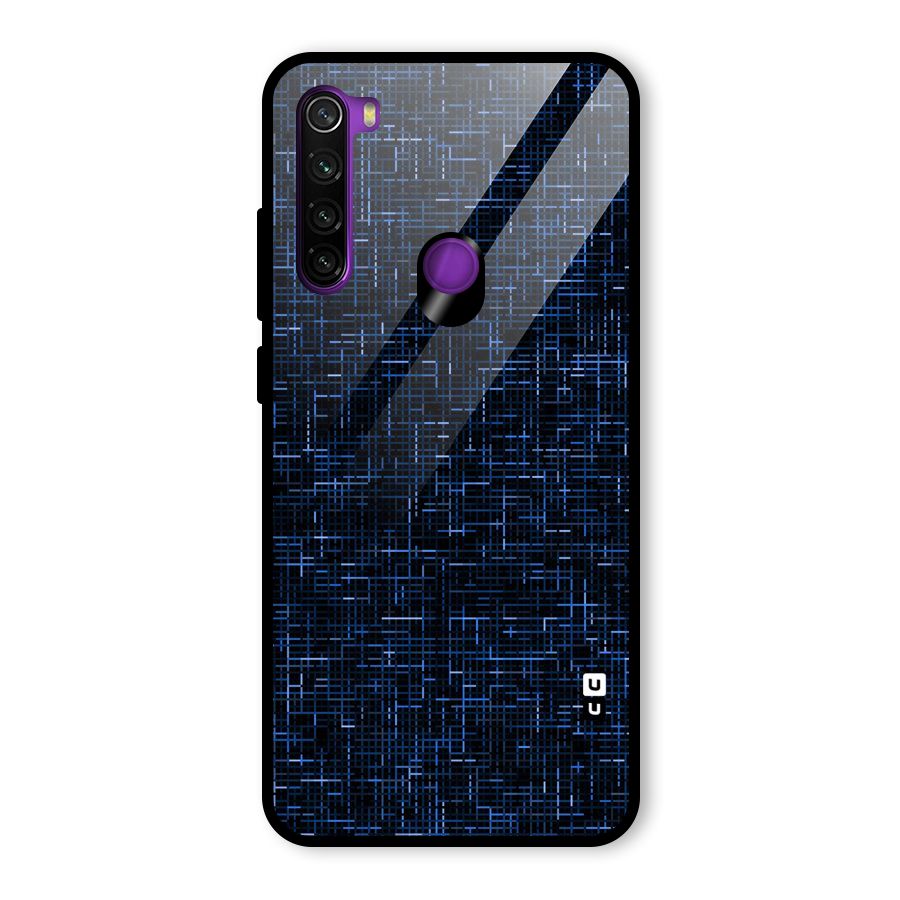Criss Cross Blue Pattern Glass Back Case for Redmi Note 8