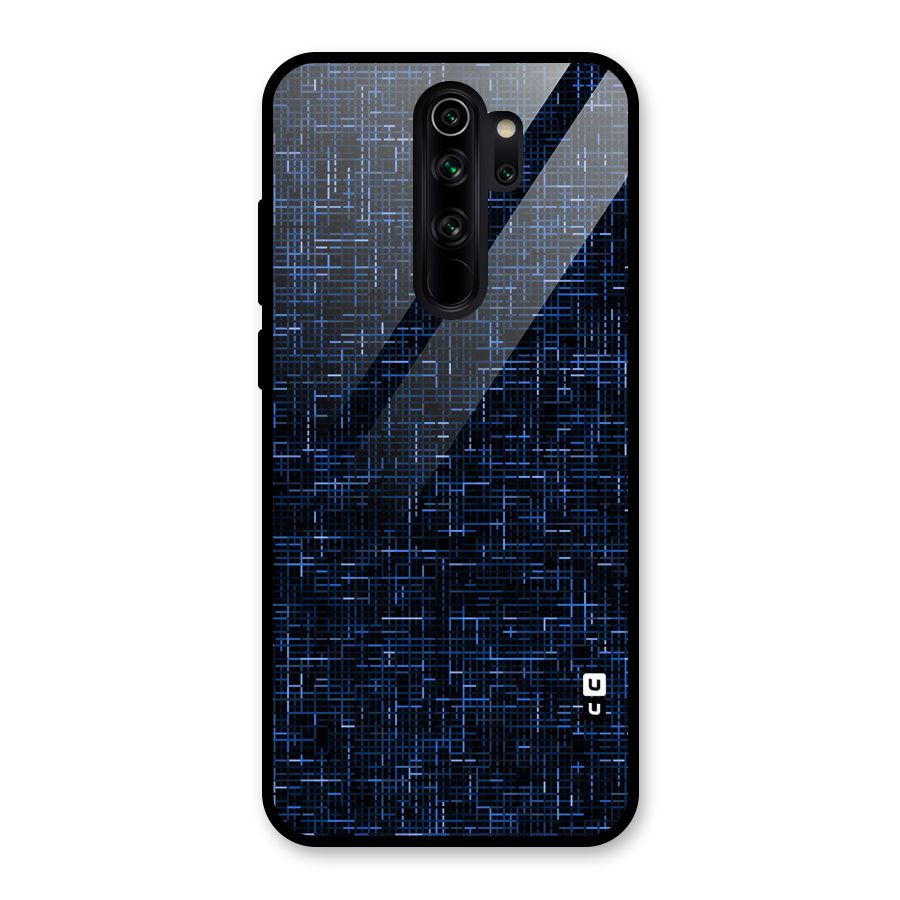Criss Cross Blue Pattern Glass Back Case for Redmi Note 8 Pro