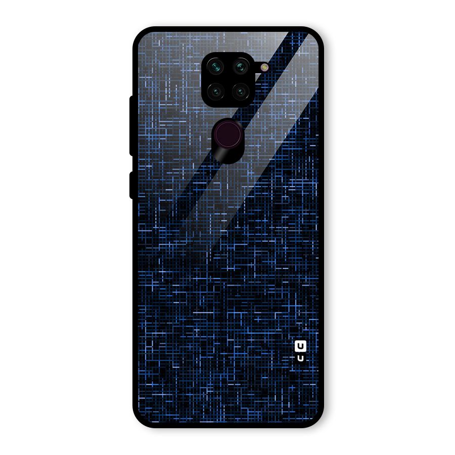 Criss Cross Blue Pattern Glass Back Case for Redmi Note 9