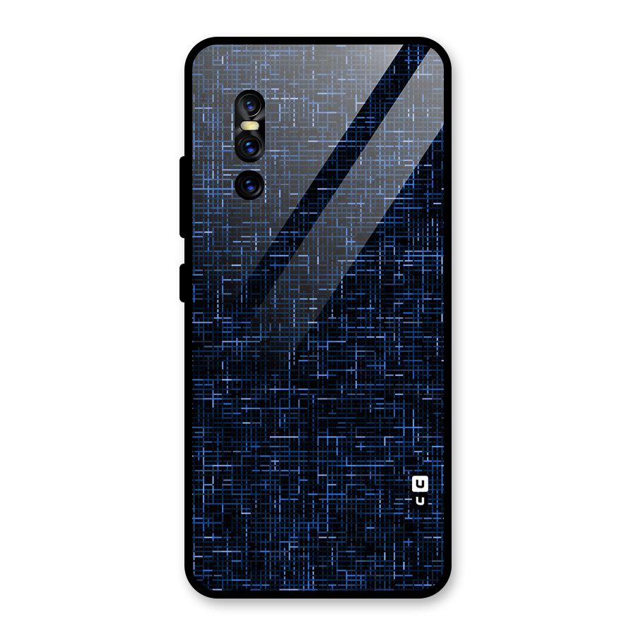 Criss Cross Blue Pattern Glass Back Case for Vivo V15 Pro