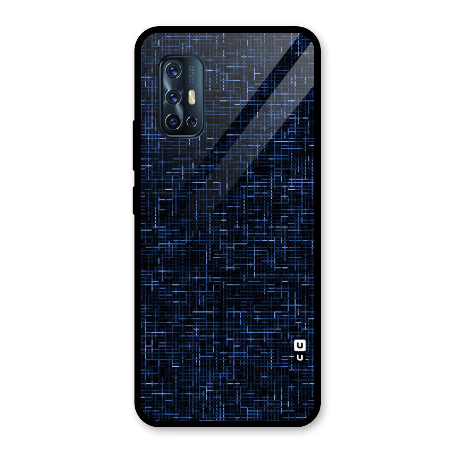 Criss Cross Blue Pattern Glass Back Case for Vivo V17