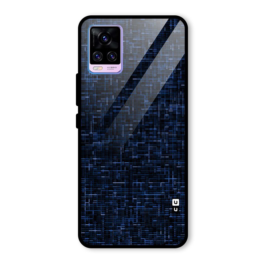Criss Cross Blue Pattern Glass Back Case for Vivo V20 Pro