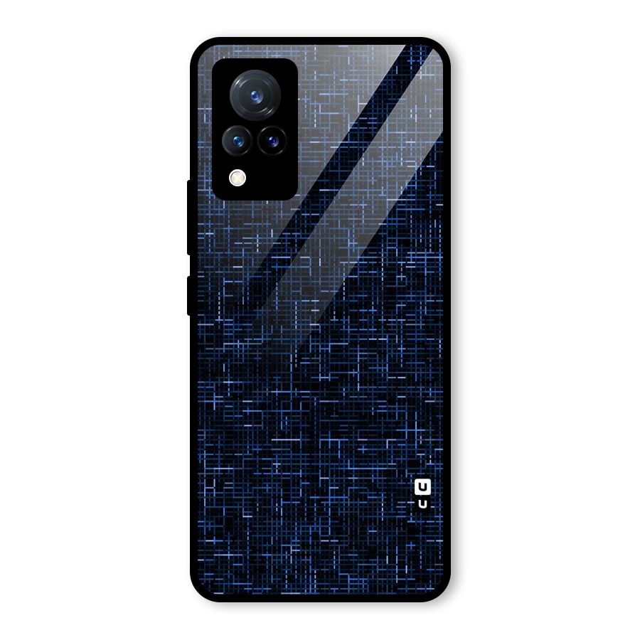 Criss Cross Blue Pattern Glass Back Case for Vivo V21 5G