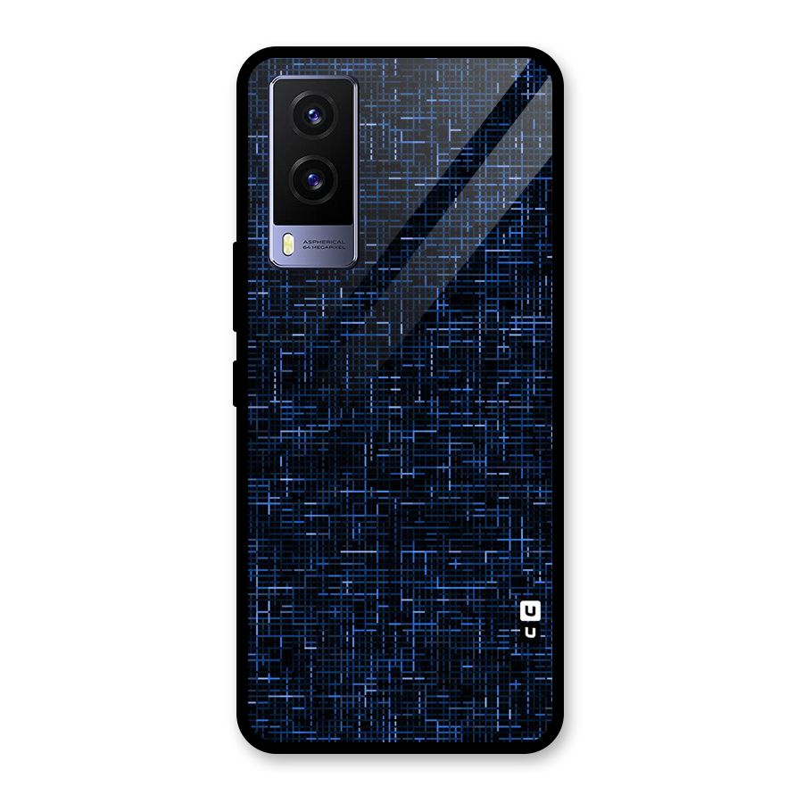 Criss Cross Blue Pattern Glass Back Case for Vivo V21e 5G