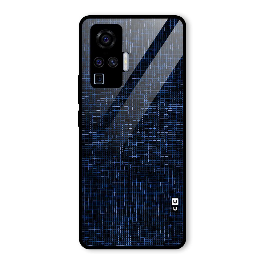 Criss Cross Blue Pattern Glass Back Case for Vivo X50 Pro