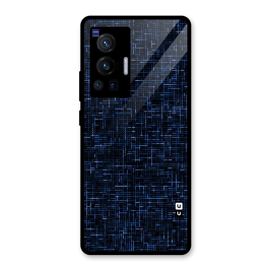 Criss Cross Blue Pattern Glass Back Case for Vivo X70 Pro