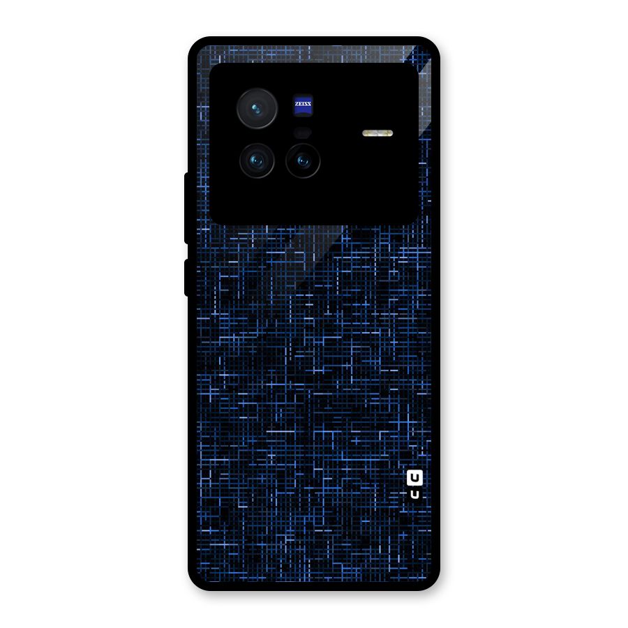 Criss Cross Blue Pattern Glass Back Case for Vivo X80