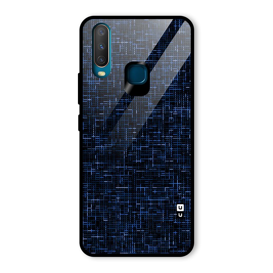 Criss Cross Blue Pattern Glass Back Case for Vivo Y17