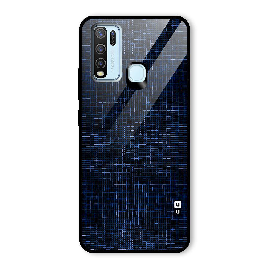 Criss Cross Blue Pattern Glass Back Case for Vivo Y50