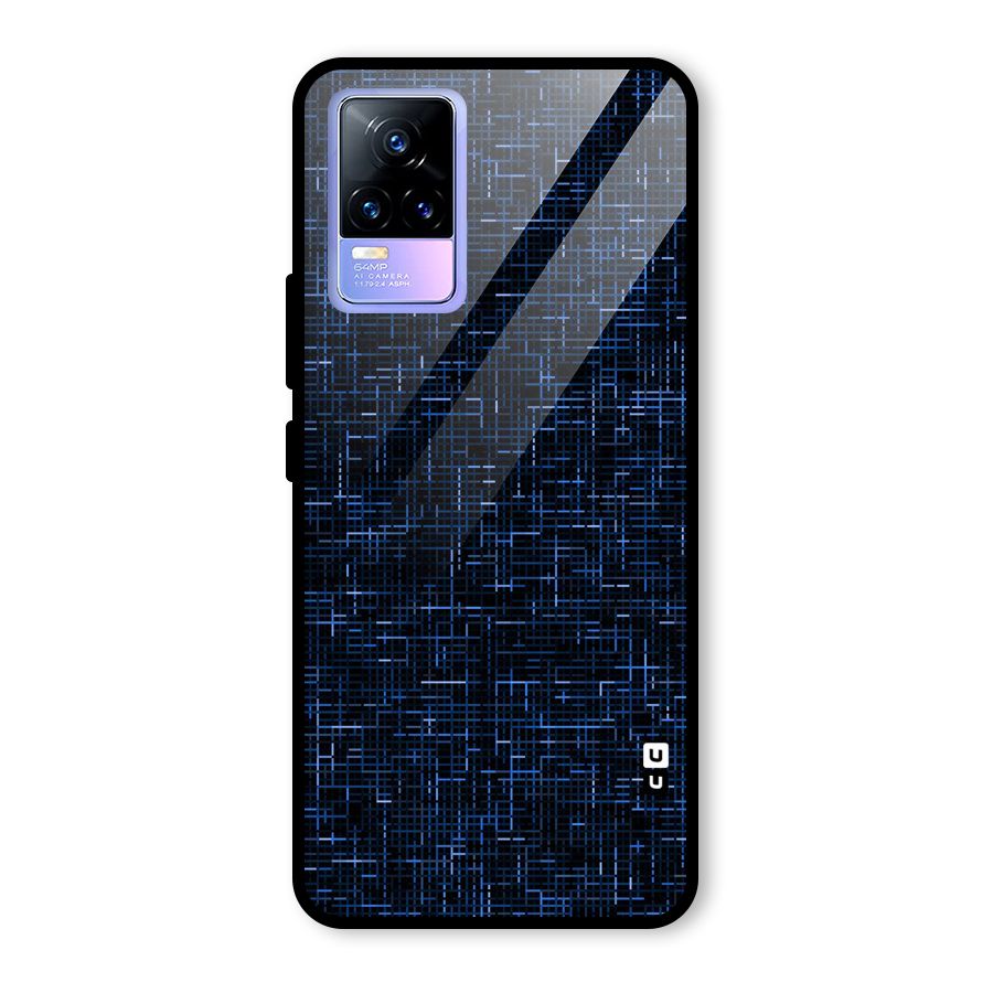 Criss Cross Blue Pattern Glass Back Case for Vivo Y73