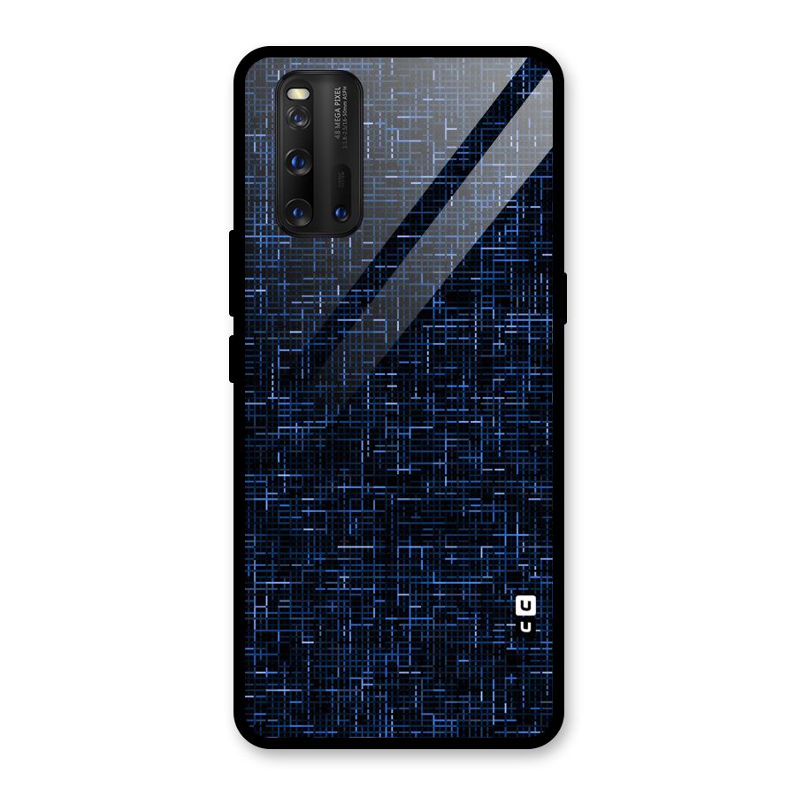 Criss Cross Blue Pattern Glass Back Case for Vivo iQOO 3