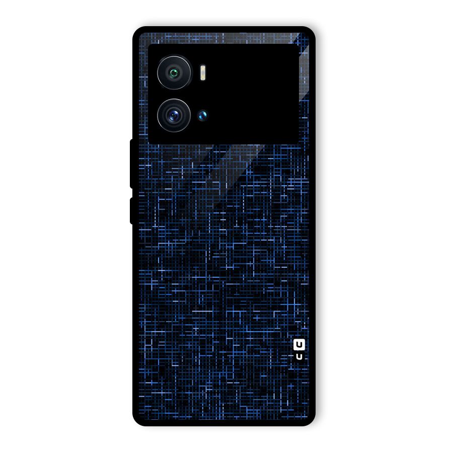 Criss Cross Blue Pattern Glass Back Case for Vivo iQOO 9 Pro