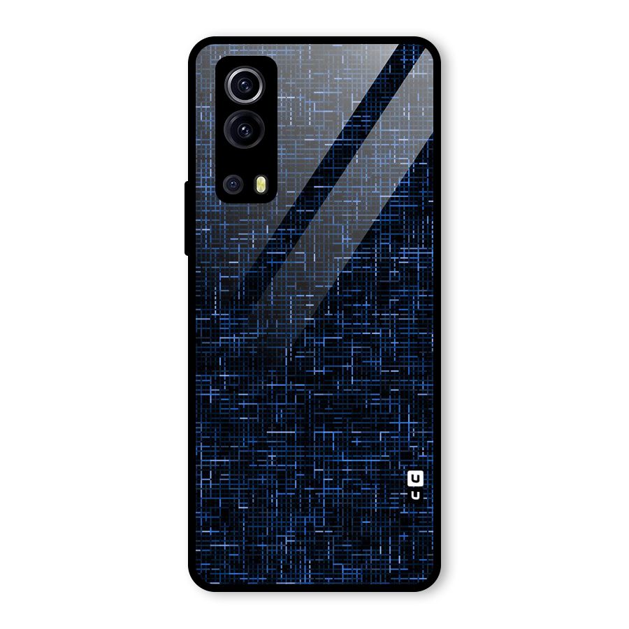 Criss Cross Blue Pattern Glass Back Case for Vivo iQOO Z3