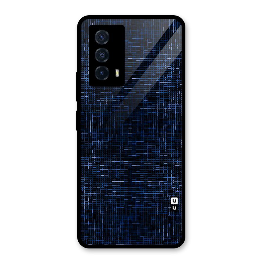 Criss Cross Blue Pattern Glass Back Case for Vivo iQOO Z5