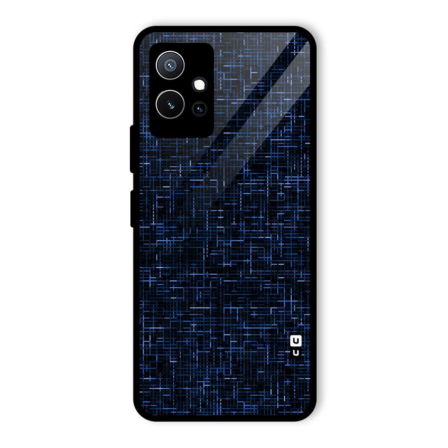 Criss Cross Blue Pattern Glass Back Case for Vivo iQOO Z6