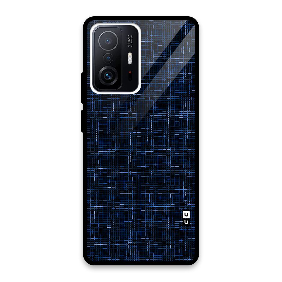 Criss Cross Blue Pattern Glass Back Case for Xiaomi 11T Pro