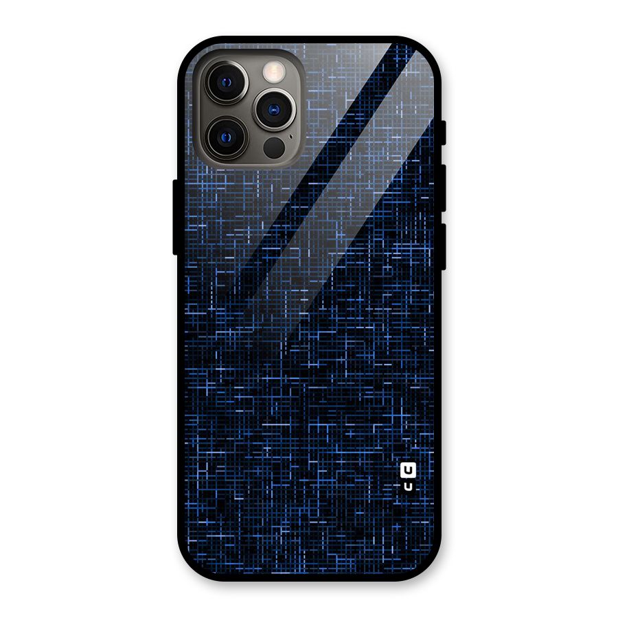 Criss Cross Blue Pattern Glass Back Case for iPhone 12 Pro