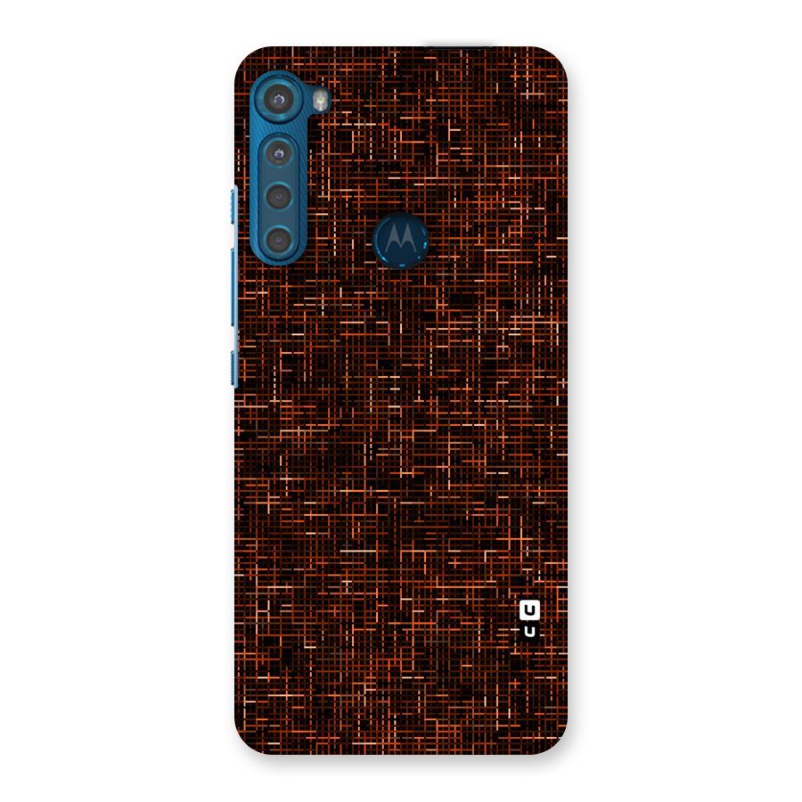 Criss Cross Brownred Pattern Back Case for Motorola One Fusion Plus