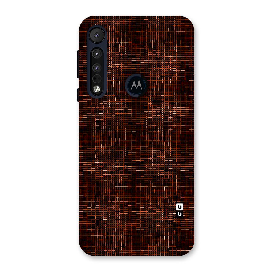 Criss Cross Brownred Pattern Back Case for Motorola One Macro