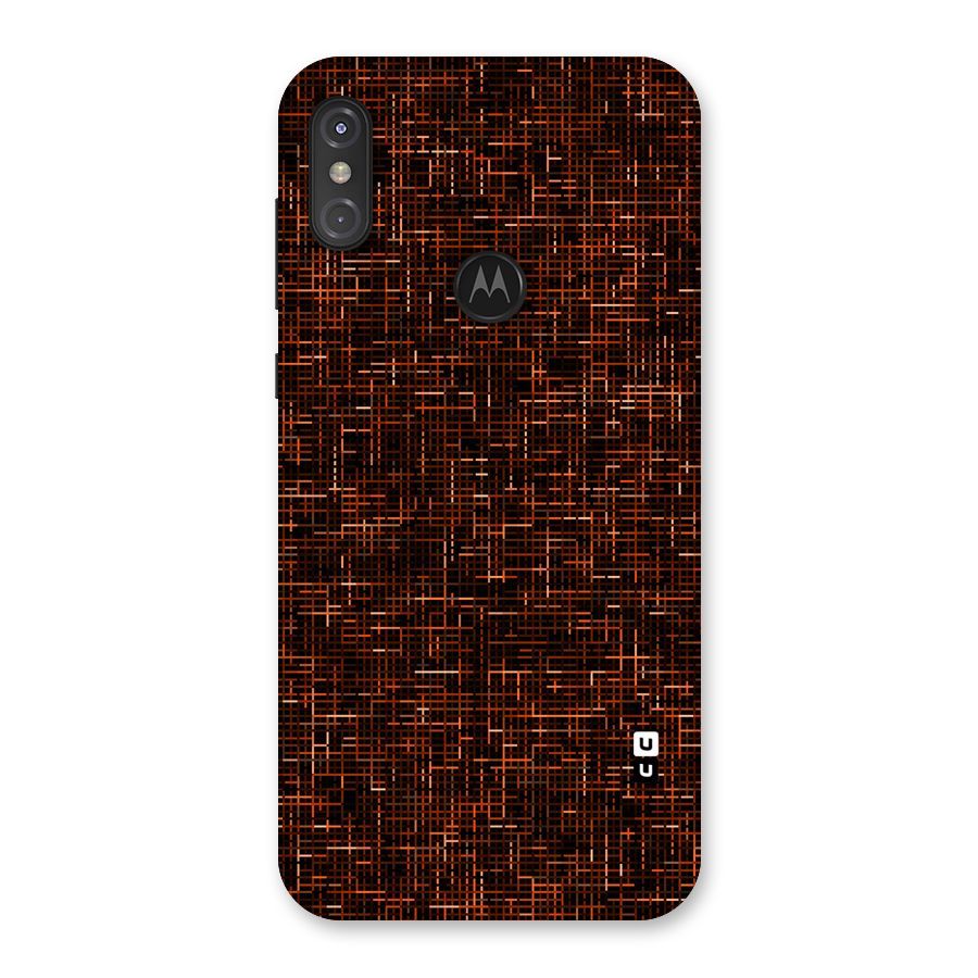 Criss Cross Brownred Pattern Back Case for Motorola One Power