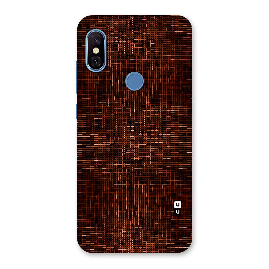 Criss Cross Brownred Pattern Back Case for Redmi Note 6 Pro