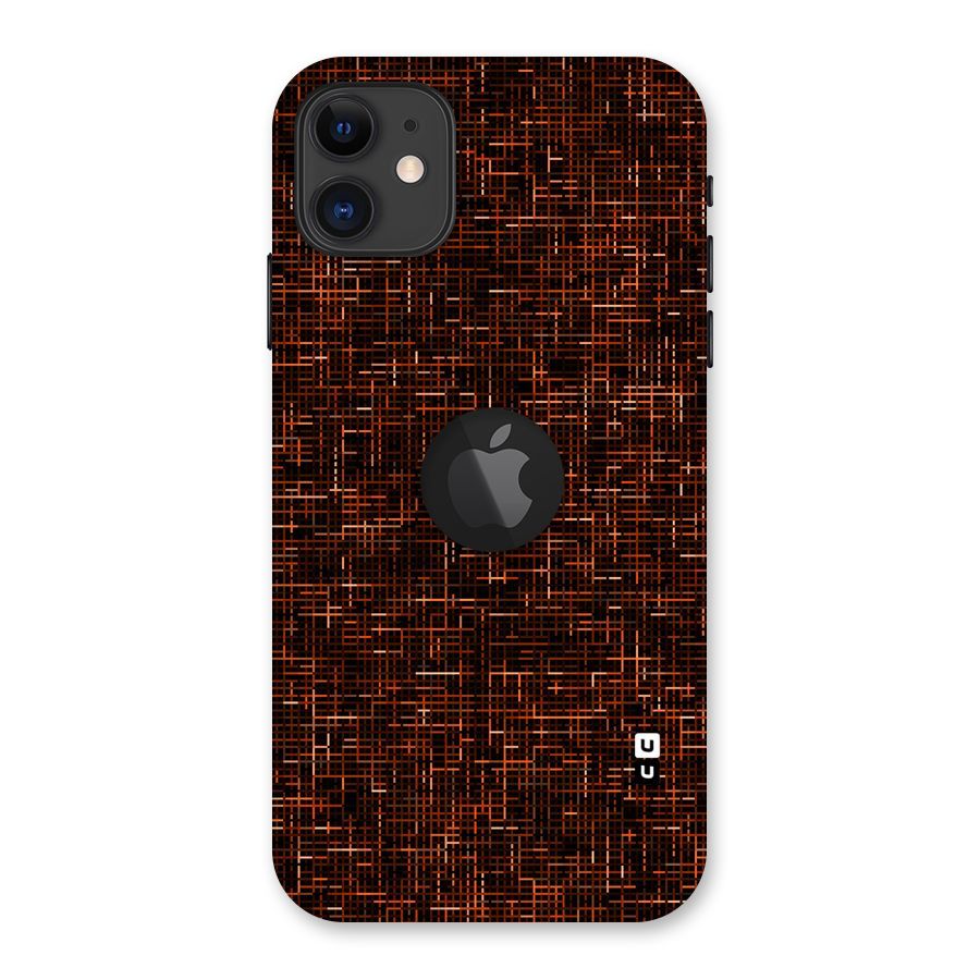 Criss Cross Brownred Pattern Back Case for iPhone 11 Logo Cut