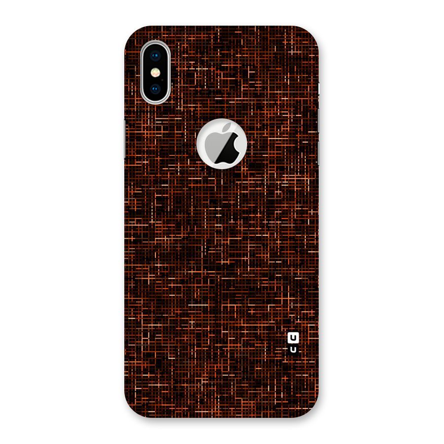 Criss Cross Brownred Pattern Back Case for iPhone X Logo Cut