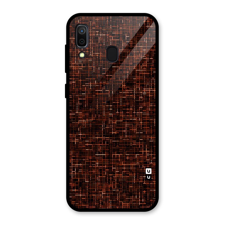 Criss Cross Brownred Pattern Glass Back Case for Galaxy A30