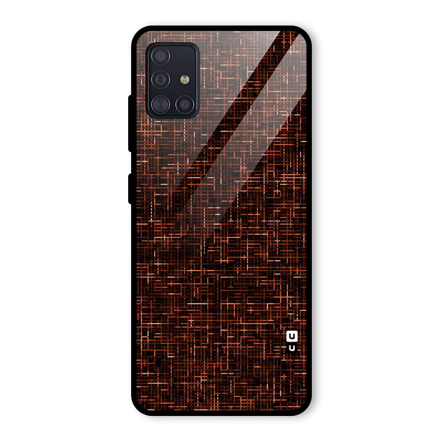 Criss Cross Brownred Pattern Glass Back Case for Galaxy A51