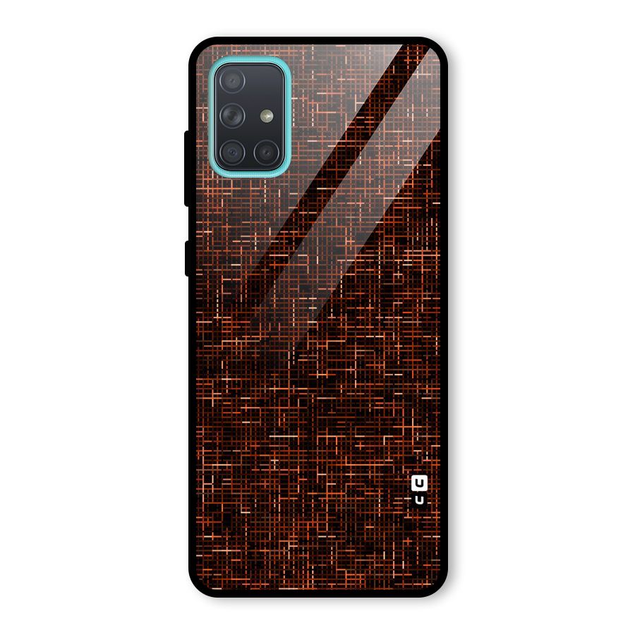 Criss Cross Brownred Pattern Glass Back Case for Galaxy A71