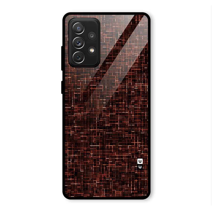 Criss Cross Brownred Pattern Glass Back Case for Galaxy A72