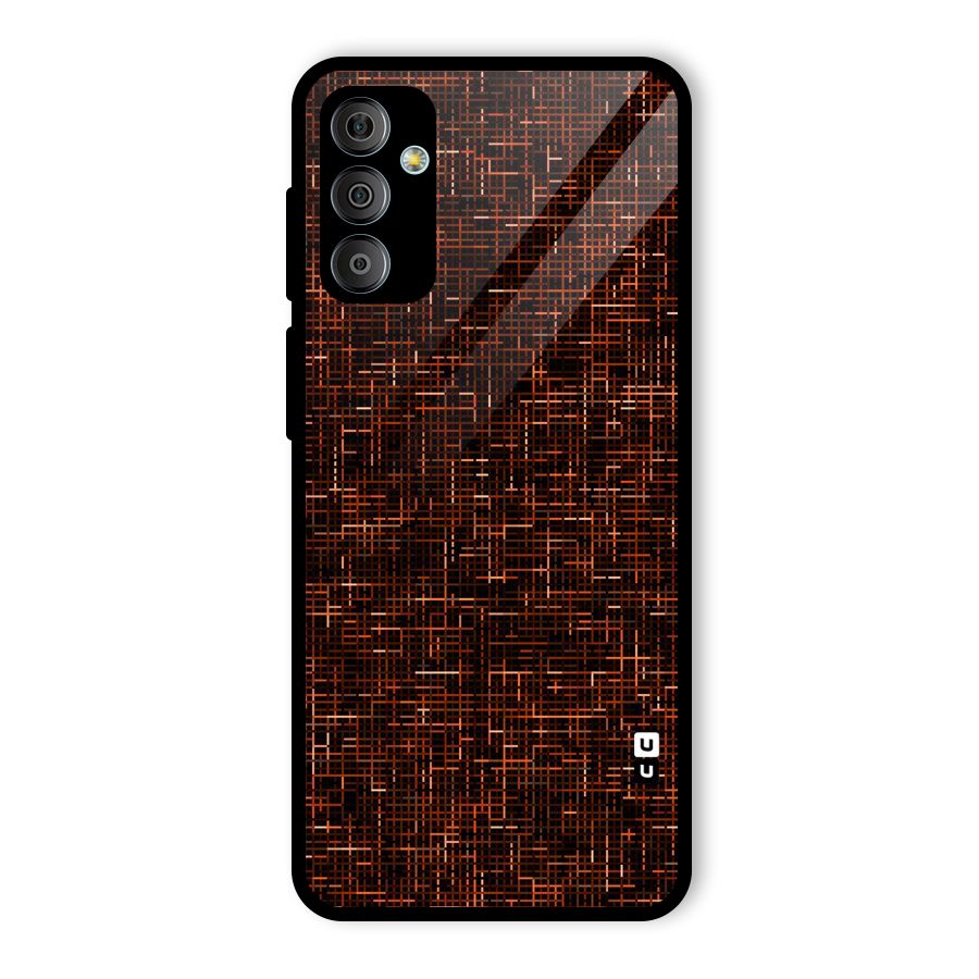 Criss Cross Brownred Pattern Glass Back Case for Galaxy F23