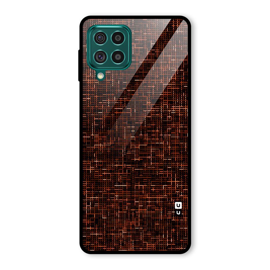 Criss Cross Brownred Pattern Glass Back Case for Galaxy F62