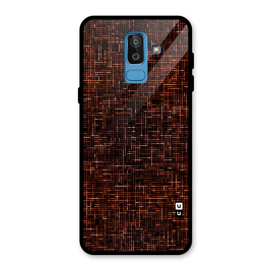 Criss Cross Brownred Pattern Glass Back Case for Galaxy J8