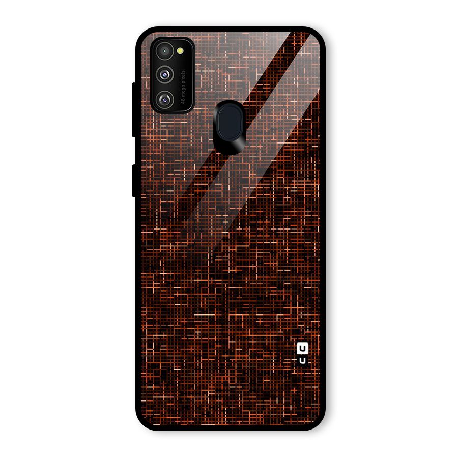 Criss Cross Brownred Pattern Glass Back Case for Galaxy M30s