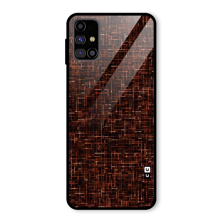 Criss Cross Brownred Pattern Glass Back Case for Galaxy M31s