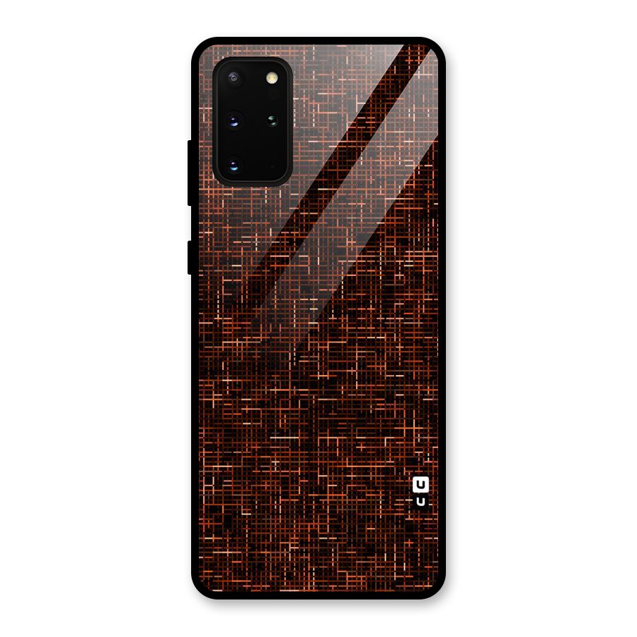 Criss Cross Brownred Pattern Glass Back Case for Galaxy S20 Plus