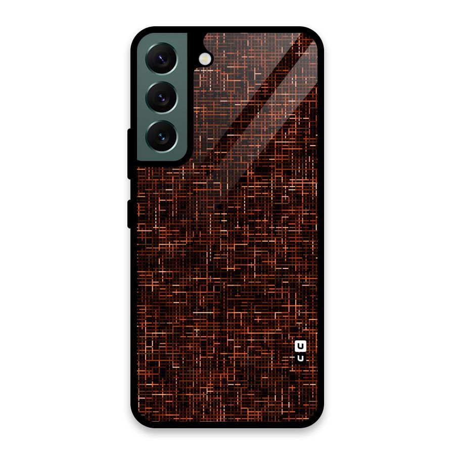 Criss Cross Brownred Pattern Glass Back Case for Galaxy S22 5G
