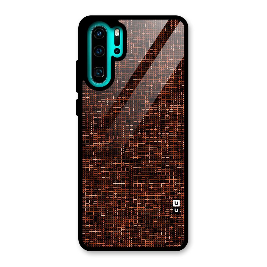 Criss Cross Brownred Pattern Glass Back Case for Huawei P30 Pro