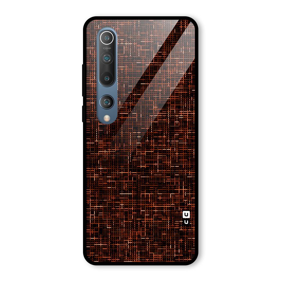 Criss Cross Brownred Pattern Glass Back Case for Mi 10