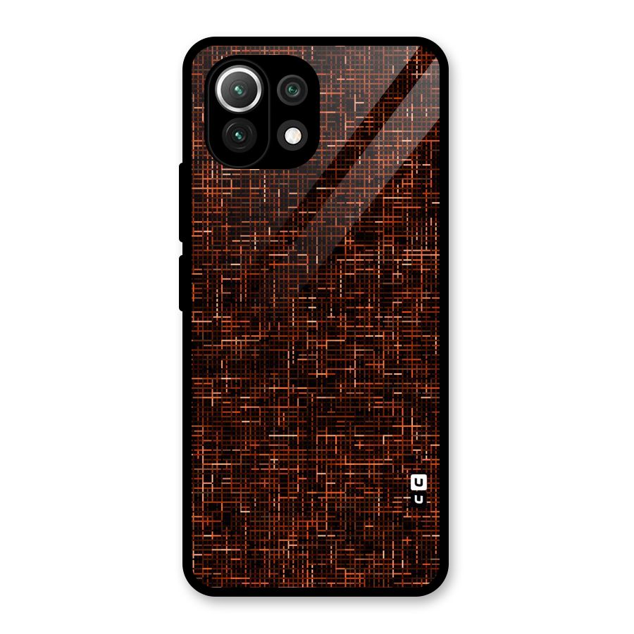 Criss Cross Brownred Pattern Glass Back Case for Mi 11 Lite