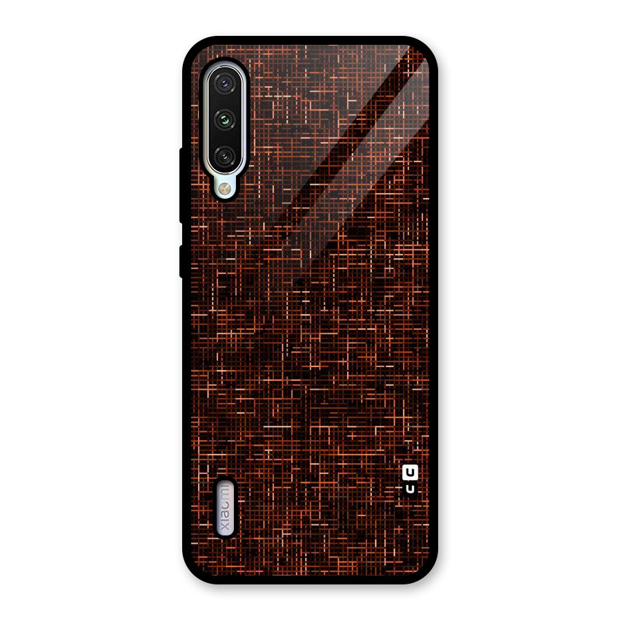 Criss Cross Brownred Pattern Glass Back Case for Mi A3
