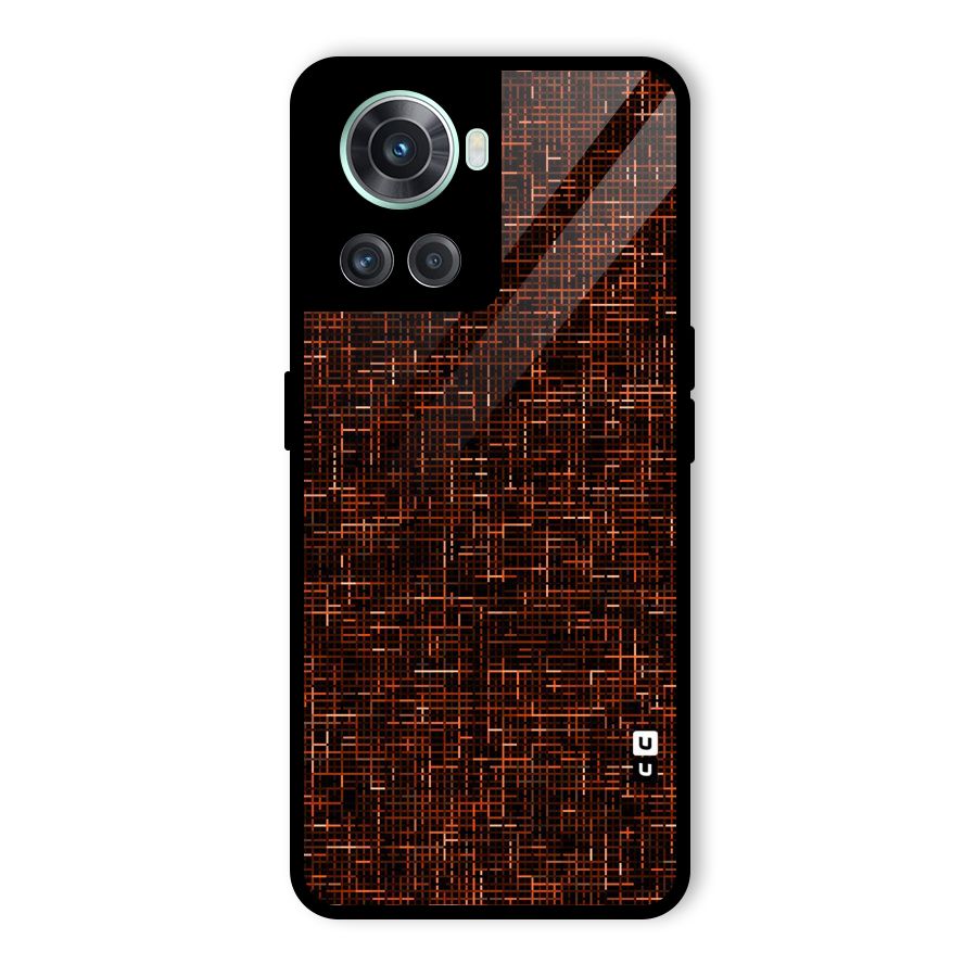 Criss Cross Brownred Pattern Glass Back Case for OnePlus 10R