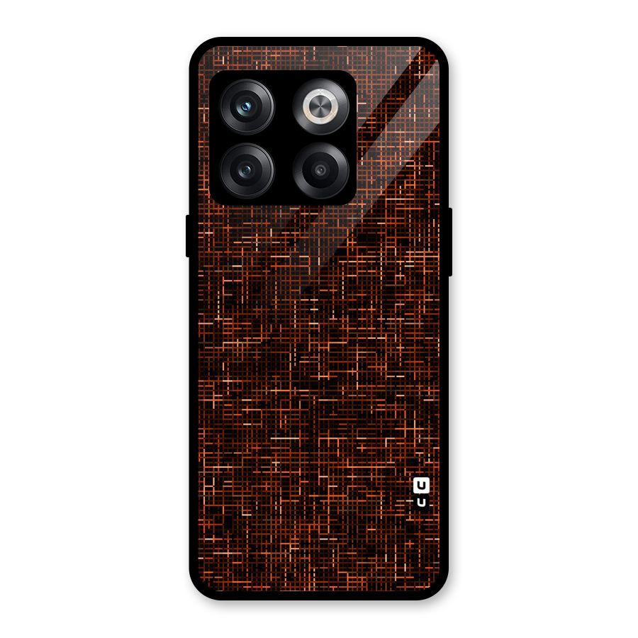 Criss Cross Brownred Pattern Glass Back Case for OnePlus 10T