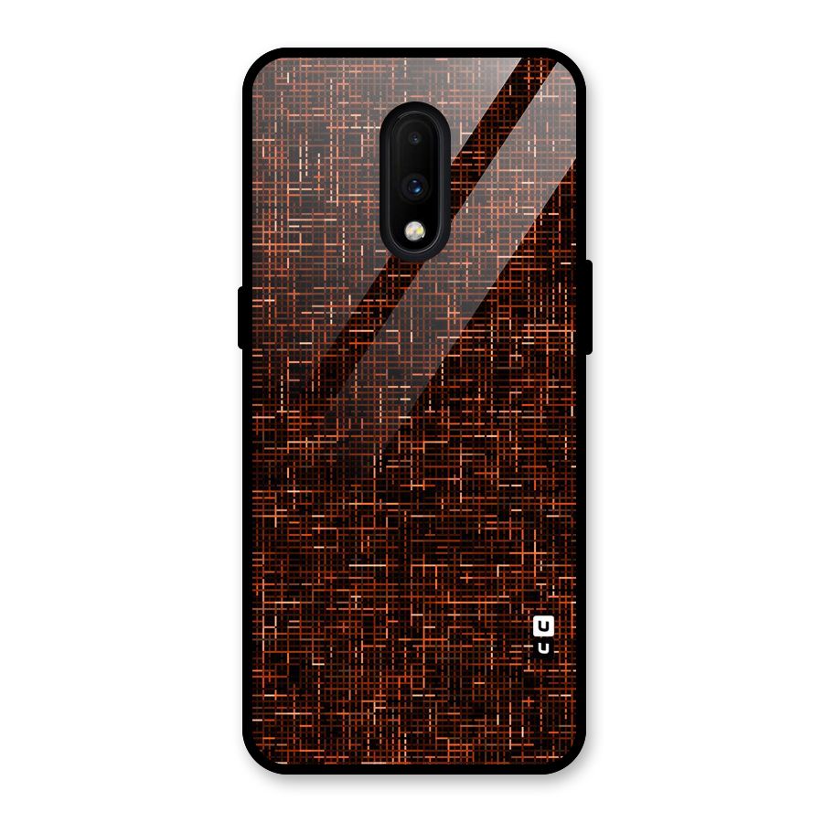 Criss Cross Brownred Pattern Glass Back Case for OnePlus 7