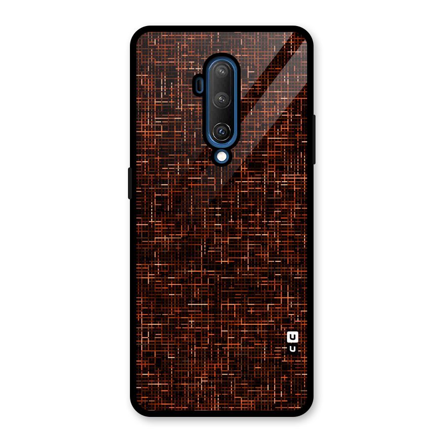 Criss Cross Brownred Pattern Glass Back Case for OnePlus 7T Pro