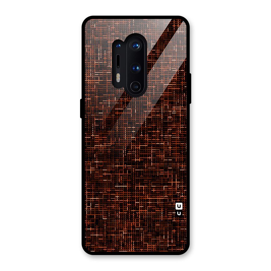 Criss Cross Brownred Pattern Glass Back Case for OnePlus 8 Pro