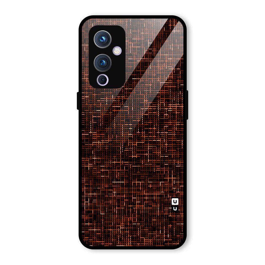 Criss Cross Brownred Pattern Glass Back Case for OnePlus 9