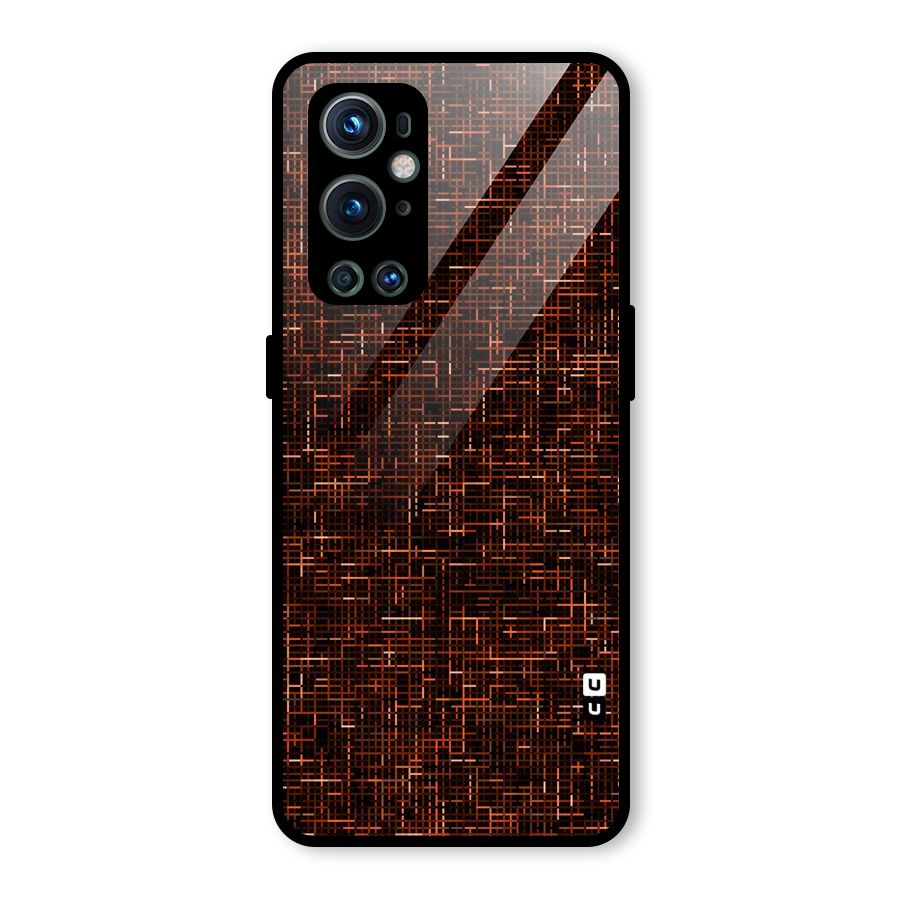 Criss Cross Brownred Pattern Glass Back Case for OnePlus 9 Pro